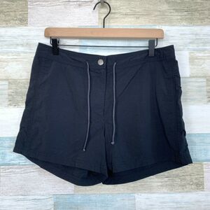Eddie Bauer Nylon Hiking Shorts Black 4" High Rise Drawstring Casual Womens 8